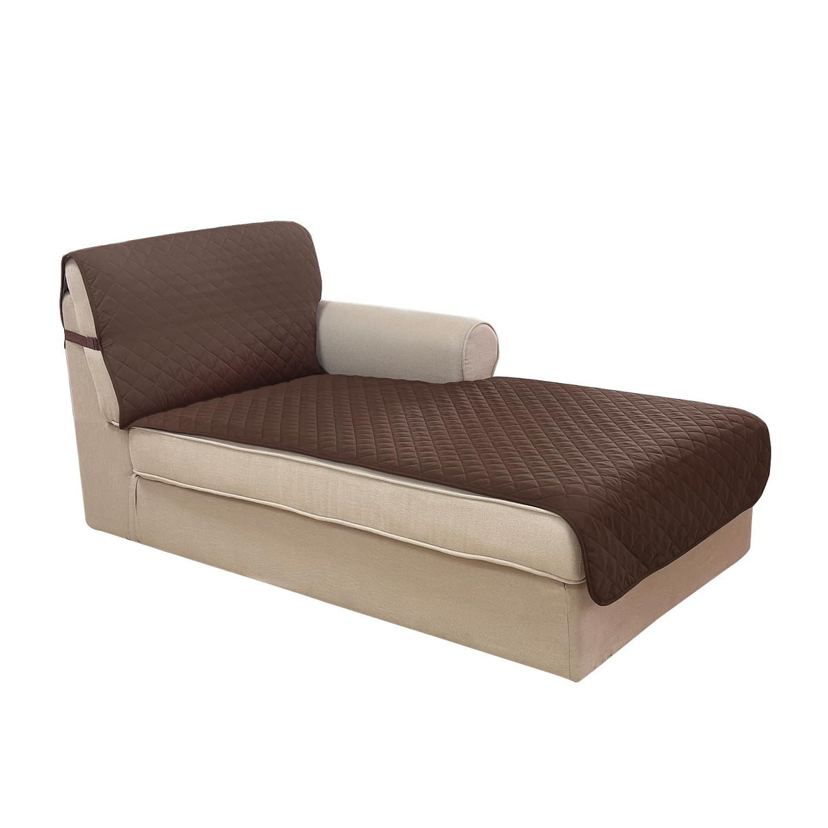 U-NICE HOME Sectional Couch Cover Chaise Lounge Cover, Light Camel/Beige