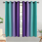 Yakamok Ombre Teal and Purple Curtains for Bedroom, Gradient Room Darkening Curtains, Grommet Thermal Insulated Light Blocking Window Drapes/Curtain for Living Room,52 x 63 Inch,2 Panels