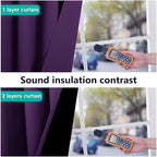 NICETOWN 100% Blackout Curtains with Black Liner Backing, Thermal Insulated Curtains for Living Room, Noise Reducing Drapes, Royal Purple, 37" Wide x 60" Long Per Panel, Set of 2 Panels
