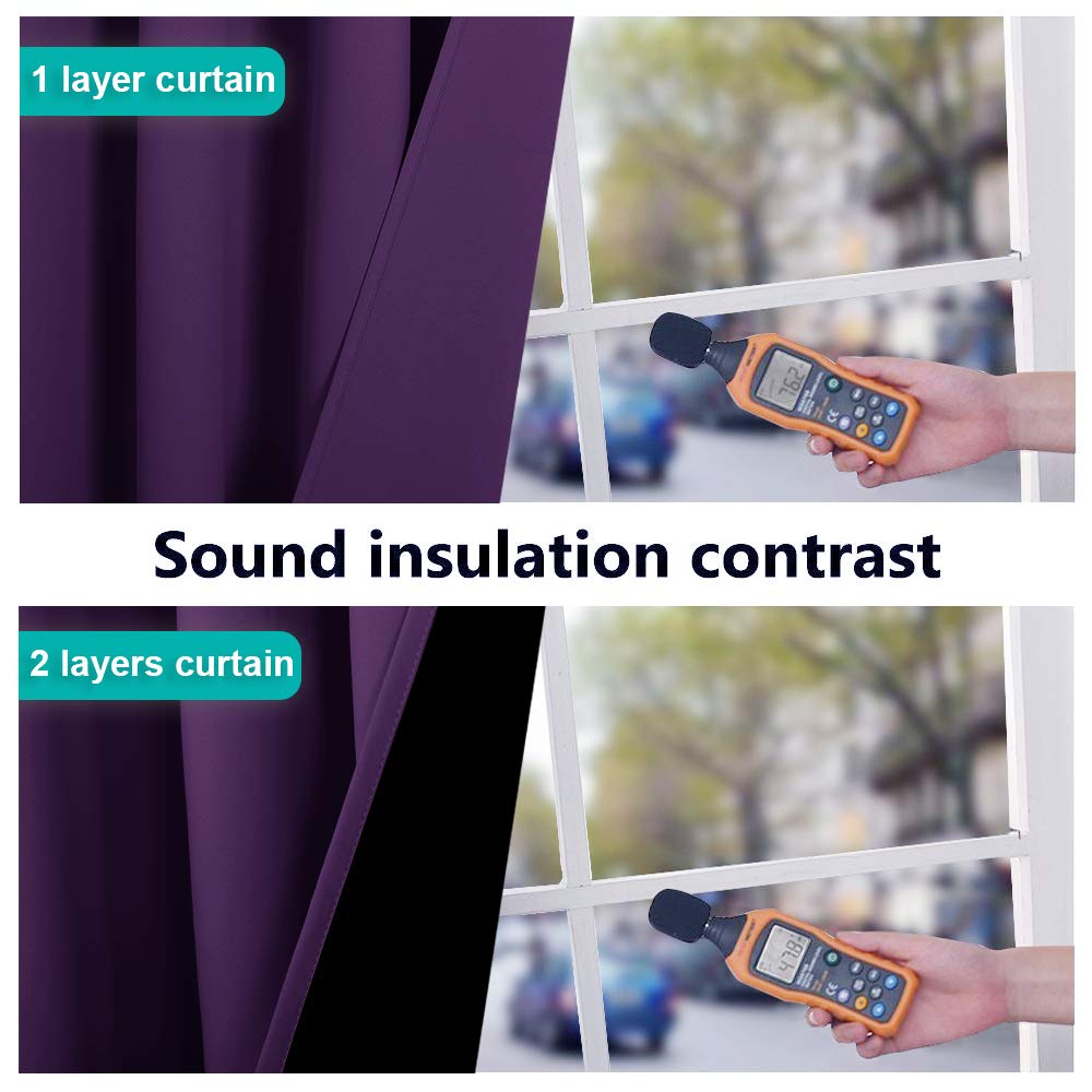 NICETOWN 100% Blackout Blinds, Set of 2, 46" x 96", Royal Purple, Laundry Room Decor Window Treatment Curtains for Large Patio Sliding Door, Thermal Insulated Curtains for Bedroom