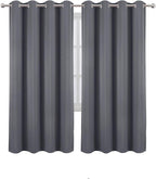 LEMOMO Blackout Curtains 66 x 72 Inch Long Grey Curtains Set of 2 Panels Room Darkening Curtains for Bedroom and Living Room