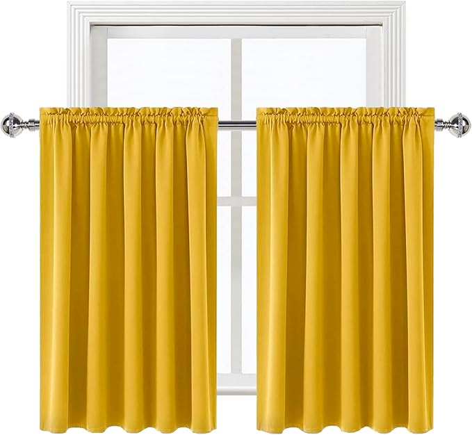 DWCN Short Blackout Curtains 60 x 36 Inch Long for Kitchen RV Bunk Yellow