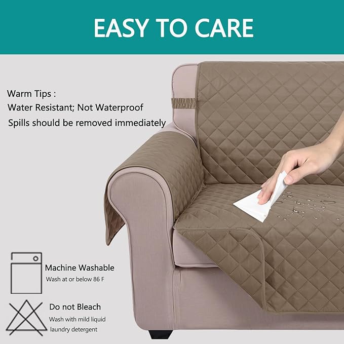 U-NICE HOME Reversible Sofa Cover Couch Cover for Dogs, Taupe/Taupe