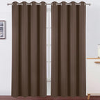 LEMOMO Blackout Curtains 52 x 120 Inch Long Chocolate Curtains Set of 2 Panels Room Darkening Curtains for Bedroom and Living Room