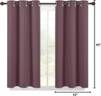 NICETOWN Modern Blackout Curtains Noise Reducing, Thermal Insulated and Privacy Room Darkening Drape Panels for Boy's Guest Room Door Small Short Window (Dry Rose, 2 Panels, W42 x L45 -Inch)