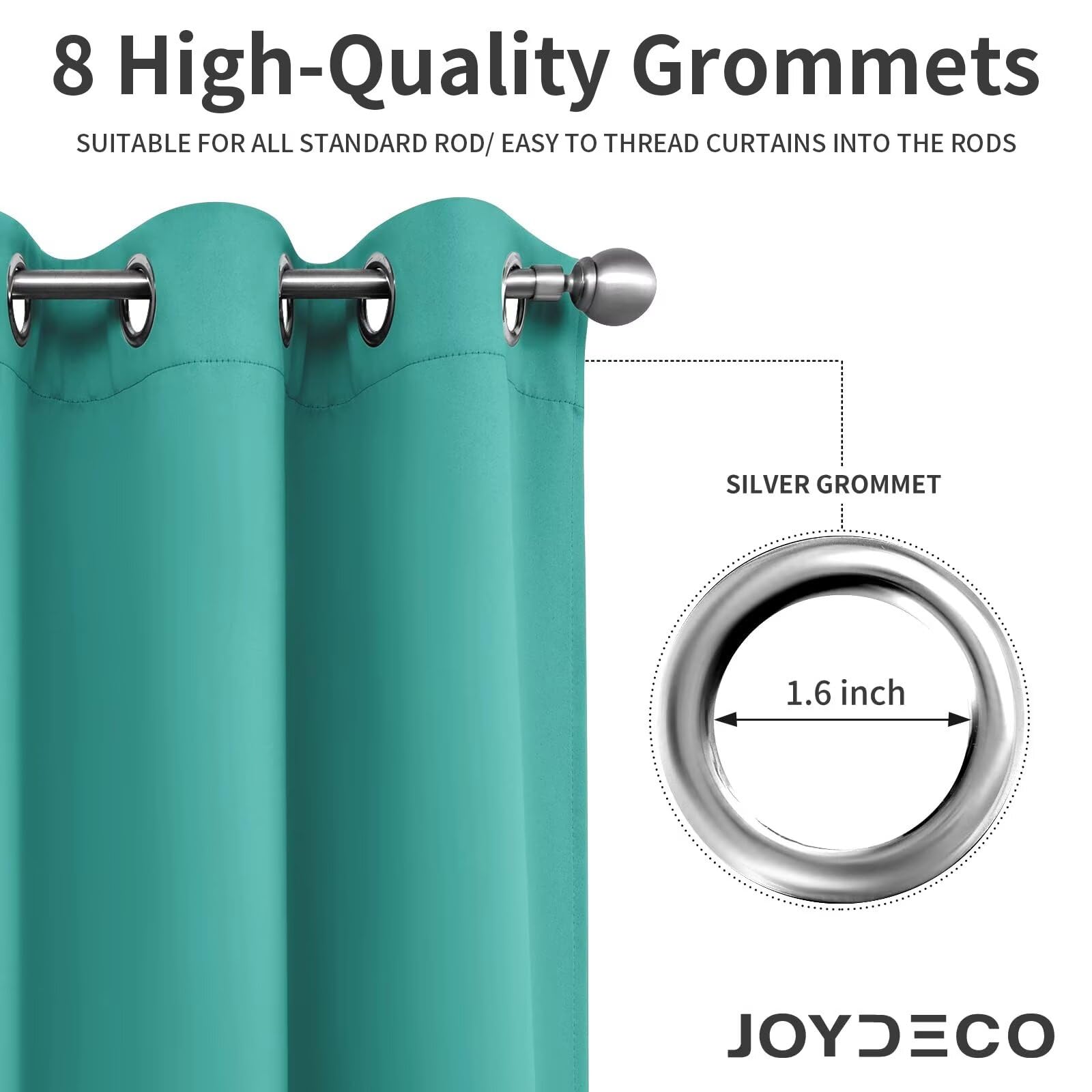 Joydeco Blackout Curtains 72 inches Long 2 Panels Set, Thermal Insulated Long Curtains & Drapes 2 Burg, Room Darkening Grommet Drapes for Bedroom Living Room Windows (W42 x L72 Inch, Peacock Blue)