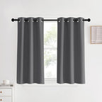 NICETOWN Blackout Curtains & Drapes for Bedroom, Grey, W34 x L40, Set of 2, Triple Weave Grommet Top Thermal Insulated Light Blocking Panels for Bathroom/Living Room