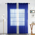 SpaceDresser Sheer Voile Window Treatment Rod Pocket Curtain Panels for Kitchen Bedroom Living Room Drapes Sunlight Filtering Privacy Semi Home Decor Assorted Colors Sizes (Sapphire, 52 W x 84 L)