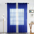 SpaceDresser Sheer Voile Window Treatment Rod Pocket Curtain Panels for Kitchen Bedroom Living Room Drapes Sunlight Filtering Privacy Semi Home Decor Assorted Colors Sizes (Sapphire, 52 W x 84 L)