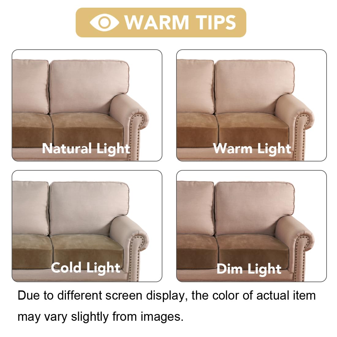 H.VERSAILTEX Velvet Stretch Couch Cushion Cover Plush Cushion Slipcover for Chair Loveseat Sofa Cushion Furniture Protector Seat Cushion Sofa Cover (3 Piece Sofa Cushion Covers, Camel)