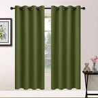 Yakamok Olive Green Blackout Curtains-Room Darkening Green Thermal Insulated Grommet Set of 2 Drapes for Bedroom Living Room, 52W x 72L,2 Panels