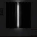 LEMOMO Black Blackout Curtains 52 x 63 Inch Length/Set of 2 Curtain Panels/Thermal Insulated Room Darkening Curtains for Bedroom and Living Room