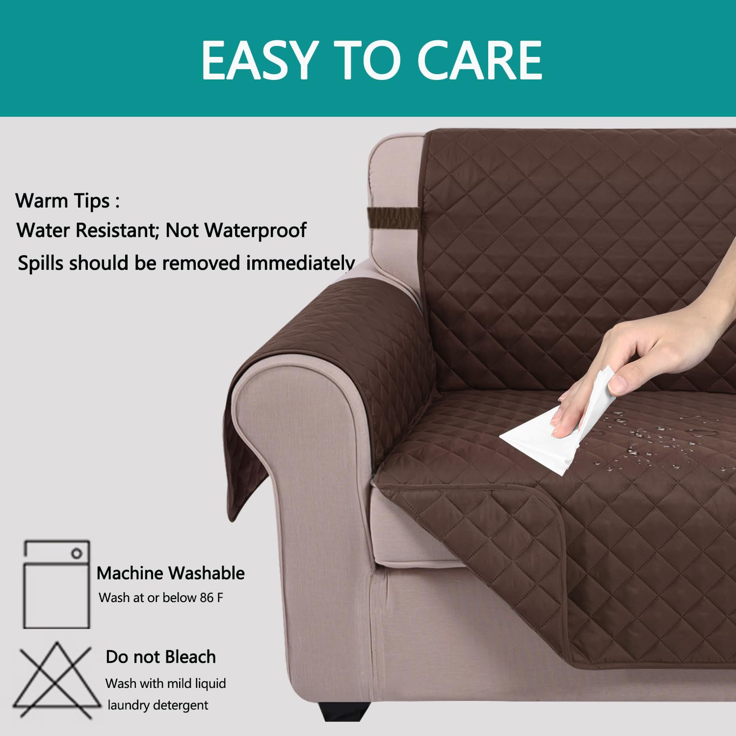 U-NICE HOME Futon Sofa Covers 68''Armless Couch Cover, Chocolate