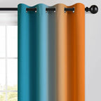 Yakamok Ombre Orange and Blue Curtains for Bedroom, Gradient Room Darkening Curtains, Grommet Thermal Insulated Light Blocking Window Drapes/Curtain for Living Room,52 x 84 Inch,2 Panels