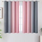 Pink and Grey Ombre Blackout Curtains for Bedroom 45 Inch Long 2 Panels