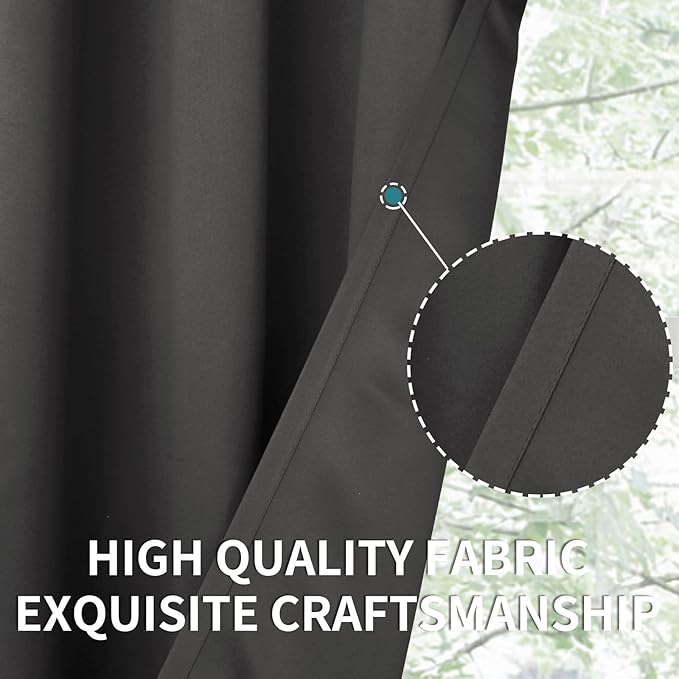 BGment Dark Grey Blackout Curtains for Bedroom 69 Inch Long - 2 Panels