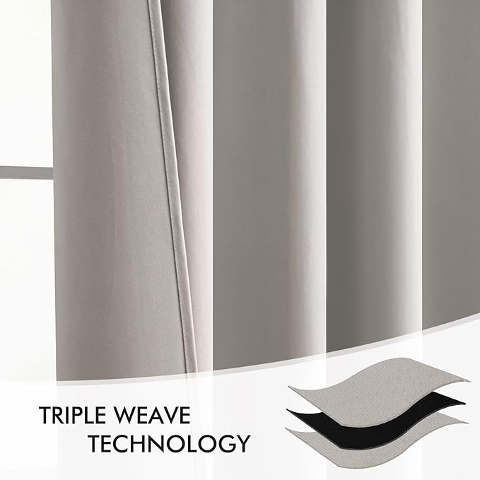 MIULEE Stone Back Tab Blackout Curtains 90 Inches Long 2 Panels Set for Living Room Bedroom Privacy, Rod Pocket/Pinch Pleat Thermal Insulated Room Darkening Pleated Light Blocking Drapes