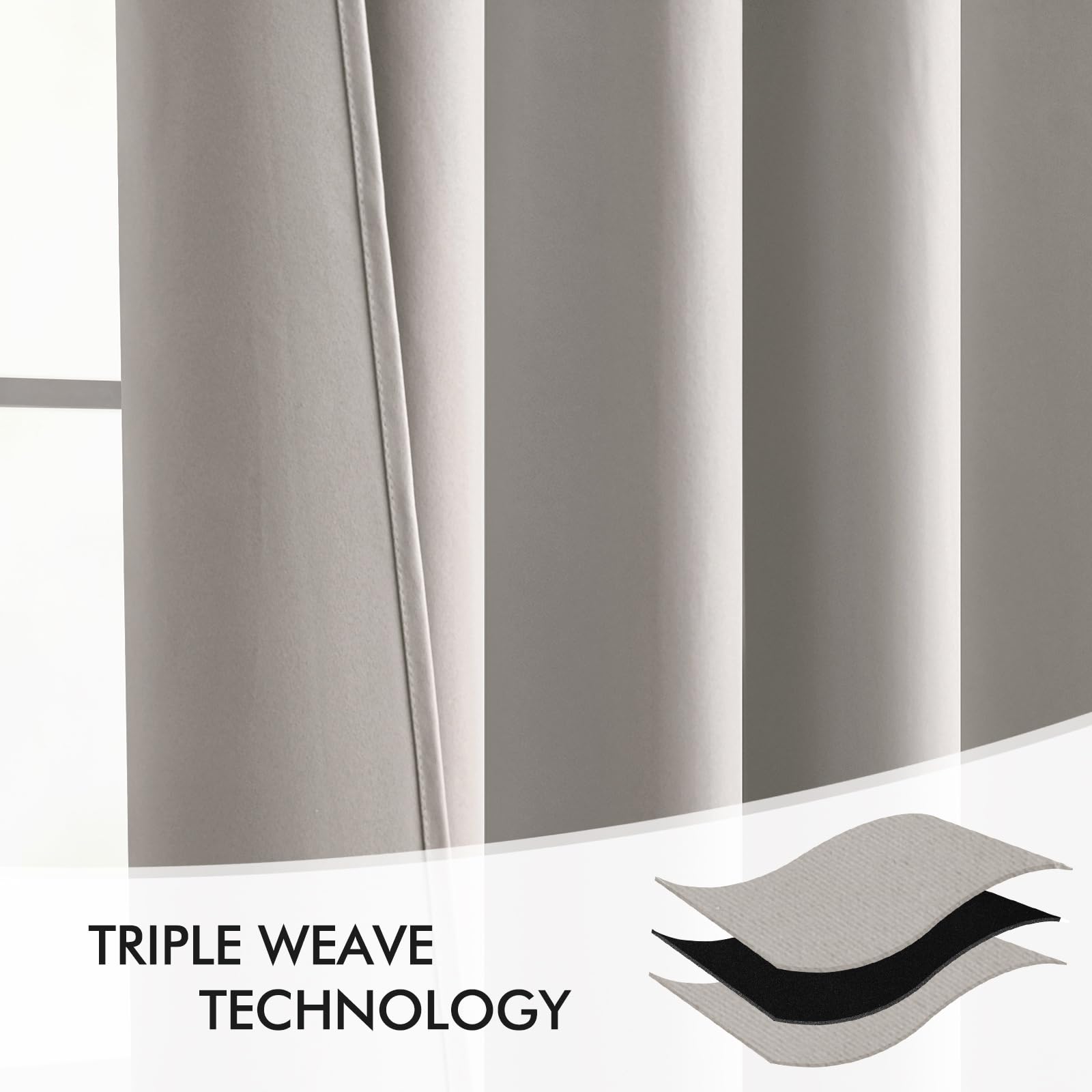MIULEE Cobblestone Back Tab Blackout Curtains 52x102 Inch Long 2 Panels Set