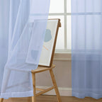 OWENIE Sheer Curtains 72 Inches Long 2 Panels Set, Modern Light Filtering Sheer Curtain Rod Pocket Clear Drapes for Window Sliding Door, Demin, 2 Pcs Each 42 x 72 Inch