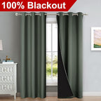 NICETOWN Dark Mallard Blackout Curtains 80 inches Long, Full Light Blocking Drapes with Black Liner for Nursery, Thermal Insulated Draperies for Hall, Villa (2 Pieces, 42" Wide Each Panel)