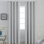 Yakamok Room Darkening Grommet Window Drapes Thermal Insulated Light Blocking Light Grey Blackout Curtains for Bedroom(52Wx96L,Light Gray,2 Panels)