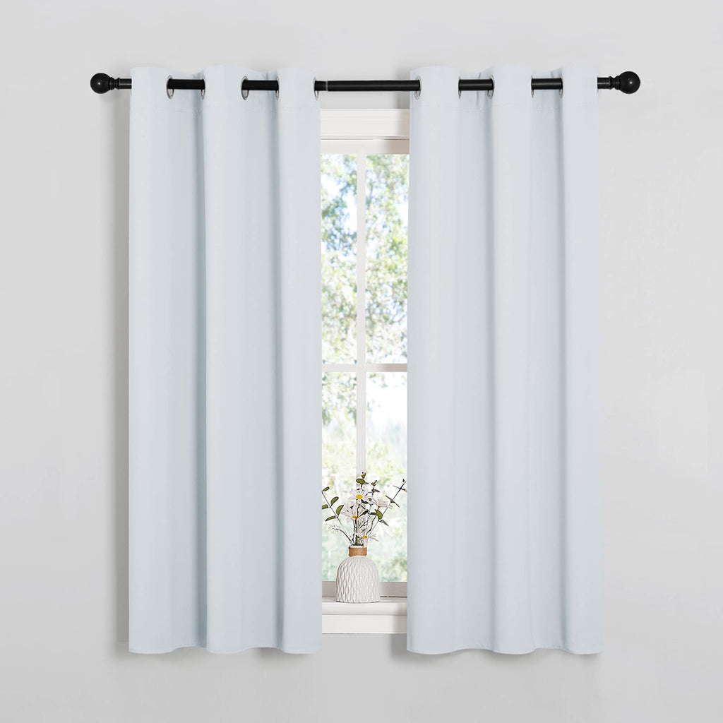 NICETOWN Room Darkening Curtain Panels for Bedroom, Easy-Care Solid Thermal Insulated Grommet Room Darkening Draperies/Drapes (Greyish White, 2 Panels, 34 by 54)