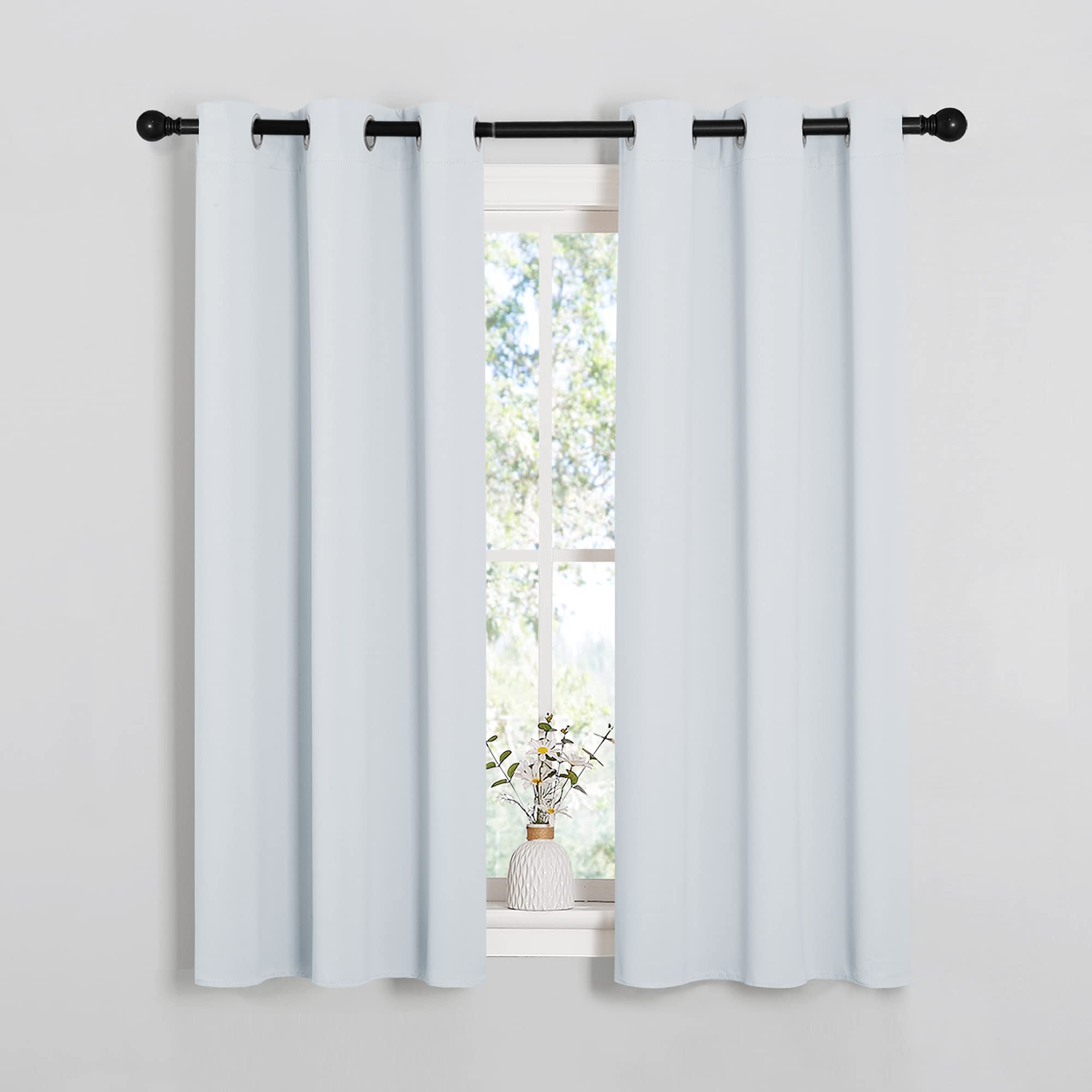 NICETOWN Room Darkening Curtain Panels for Bedroom, Easy-Care Solid Thermal Insulated Grommet Room Darkening Draperies/Drapes (Greyish White, 2 Panels, 34 by 54)