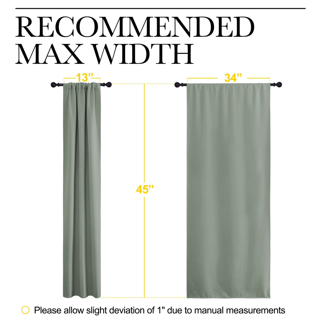 NICETOWN Window Curtains Blackout Drapes - Thermal Insulated Solid Rod Pocket Blackout Curtains/Draperies for Living Room (Greyish Green, One Pair, 34 by 45-Inch)