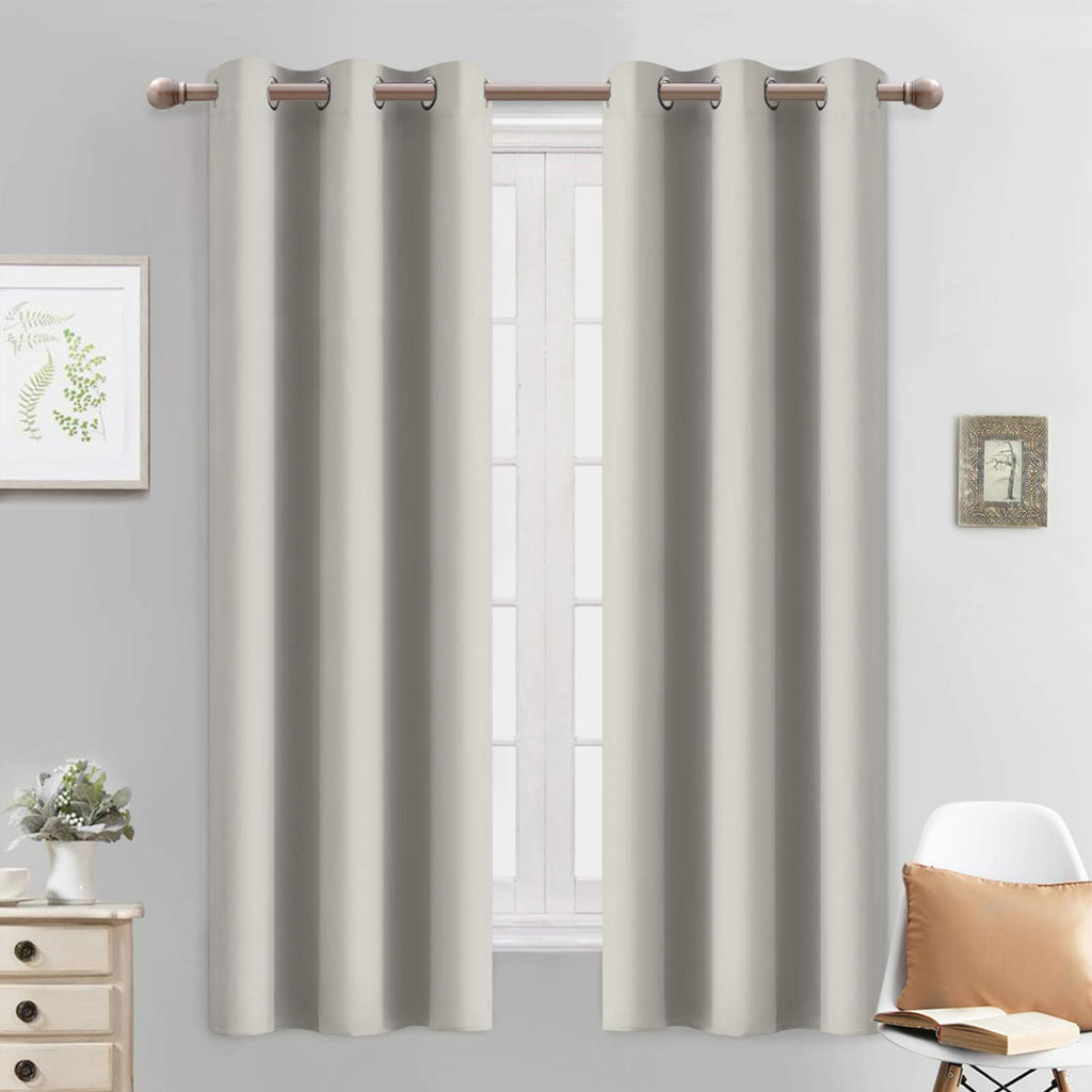 Yakamok Blackout Curtains 38x63 inch Light Beige Thermal Drapes-Bedroom