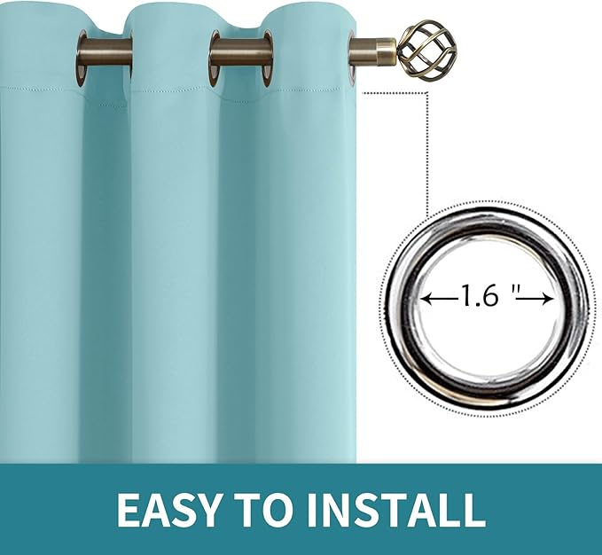 BGment Baby Blue Blackout Curtains for Bedroom 63 Inch Long - 2 Panels