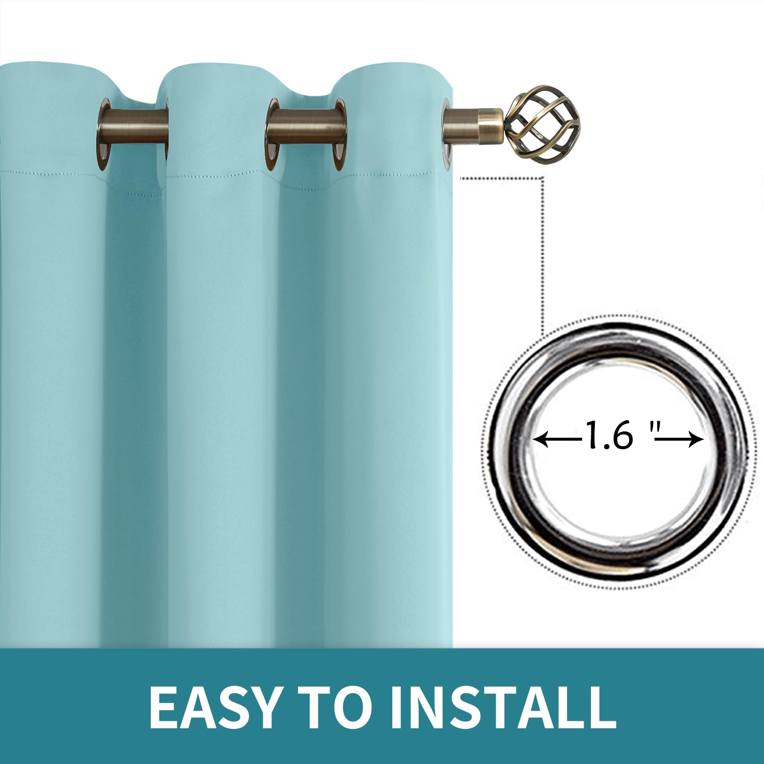 BGment Baby Blue Blackout Curtains for Bedroom 63 Inch Long - 2 Panels