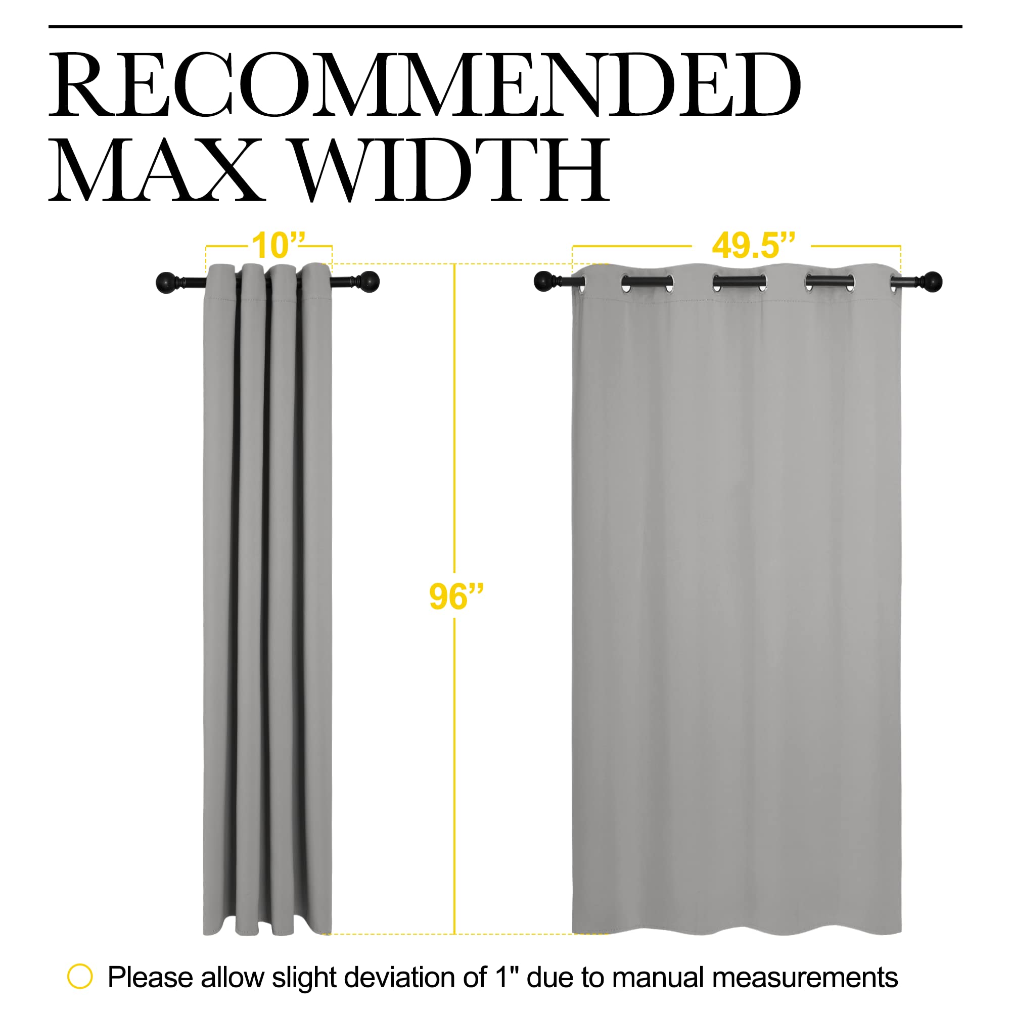 NICETOWN Silver Grey Room Darkening Curtain Panels 96" Long for RV, Play Room, Studio, Heat Block Out and Keep Warm Drapes Window Treatment Drapes for Doorway Entryway Patio (55" Width, 2 Panels)