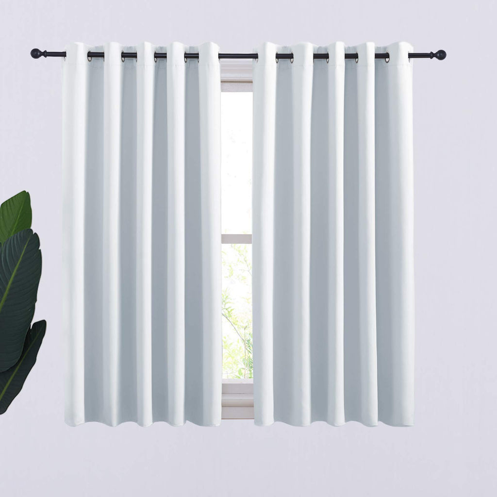 NICETOWN Room Darkening Draperies Curtains Panels, Window Treatment Thermal Insulated Grommet Room Darkening Curtains/Drapes for Bedroom (Greyish White, 2 Panels, 70 by 54)