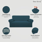 Easy-Going Stretch Oversized Loveseat Slipcover 1-Piece Sofa Cover Furniture Protector Couch Soft with Elastic Bottom for Kids Polyester Spandex Jacquard Fabric Small Checks Deep Teal