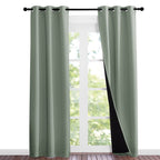 NICETOWN Greyish Green Blackout Curtains 84 inches Long, Full Light Blocking Drapes with Black Liner for Nursery, Noise Reducing Thermal Insulated Draperies for Doorway (2 Pieces, 37" Wide per Panel)