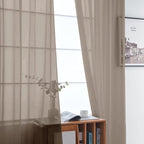 SpaceDresser Basic Rod Pocket Sheer Voile Window Curtain Panels Taupe 1 Pair 2 Panels 52 Width 96 Inch Long for Kitchen Bedroom Children Living Room Yard（Taupe, 52W x 96L）