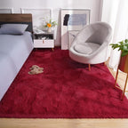 Amearea Shag Fluffy Area Rug for Bedroom Girls Living Room, Wine Red 6x9
