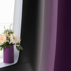 SimpleHome Ombre Room Darkening Curtains 84 inches Length for Bedroom,Grommet Gradient Light Blocking Purple and Black Window Curtains for Living Room,2 Panels, 52x84 inches