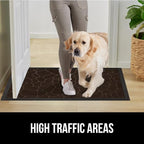GORILLA GRIP 100% Waterproof All-Season WeatherMAX Doormat, US Designed Natural Rubber, Stain and Fade Resistant, Low Profile Indoor Outdoor Door Mats, Easy Clean Patio Mat, 29x17, Dark Brown Pebble