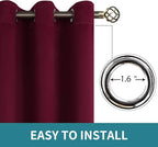 BGment Blackout Curtains for Bedroom - Grommet Thermal Insulated Room Darkening Curtains for Living Room, Set of 2 Panels (38 x 63 Inch, Burgundy)
