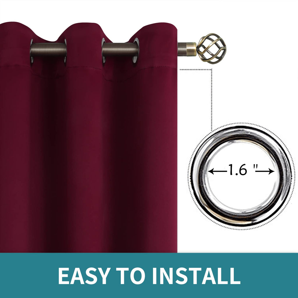 BGment Blackout Curtains - Grommet Thermal Insulated Room Darkening Bedroom and Living Room Curtains, Set of 2 Panels (52 x 120 Inch, Burgundy)