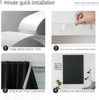 Sovtfides Adhesive Blackout Curtains- Self Stick Curtain No Rod Needed Easy to Hang Curtain, Use for Bedroom, Living Room, Dining Room, Kitchen, 59" W X 96" L, Black, 1 Panel