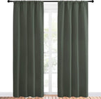 NICETOWN Bedroom Curtains Blackout Draperies - All Season Thermal Insulated Solid Rod Pocket Top Blackout Curtains/Drapes for Kid's Room (Dark Mallard, 1 Pair, 42 x 84 Inch)