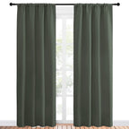 NICETOWN Bedroom Curtains Blackout Draperies - All Season Thermal Insulated Solid Rod Pocket Top Blackout Curtains/Drapes for Kid's Room (Dark Mallard, 1 Pair, 42 x 84 Inch)