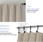 Simplebrand Blackout Extra 10ft Curtains for Patio 120 Inches Long 2 Panels Set, Solid Thermal Insulated Energy Saving Rod Pocket Window Treatment Curtains Blackout Drapes, 50" Wx120 L, Stone