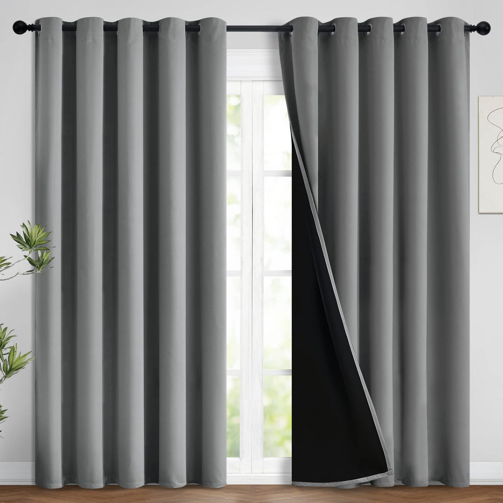 Yakamok Grey Blackout Curtains 96 Inches Long for Bedroom 62" Wide 2 Pcs