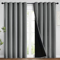 Yakamok Grey Blackout Curtains 96 Inches Long for Bedroom 62" Wide 2 Pcs