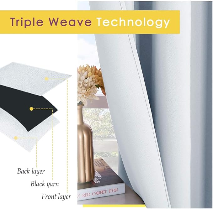 NICETOWN Room Darkening Curtain Panels for Bedroom -Easy-Care Solid Thermal Insulated Grommet Room Darkening Draperies/Drapes (Greyish White, 2 Panels, W70" X L72")