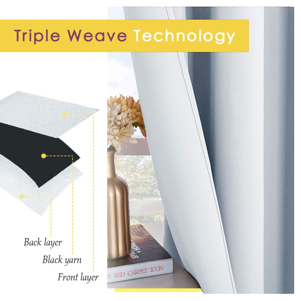 NICETOWN Room Darkening Draperies Curtains Panels, Window Treatment Thermal Insulated Grommet Room Darkening Curtains/Drapes for Bedroom (Greyish White, 2 Panels, 70 by 54)