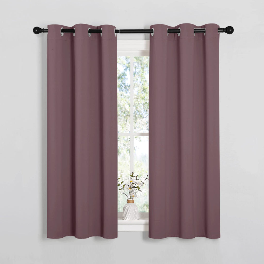 NICETOWN Window Curtain Panels, Dry Rose, 1 Pair, 34 by 54-inch, Thermal Insulated Solid Grommet Blackout Draperies/Drapes for Basement